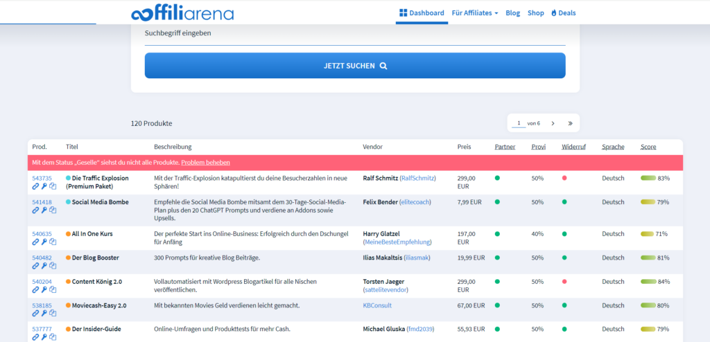 Affiliarena Dashboard