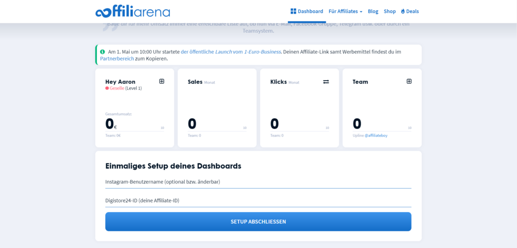 Affiliarena Dashboard
